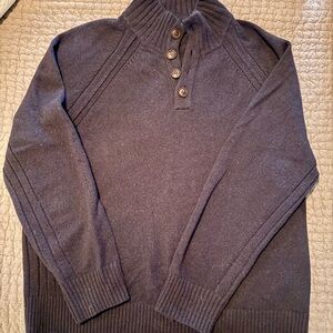 Banana Republic Men's Navy blue wool blend Sweater with Button Collar